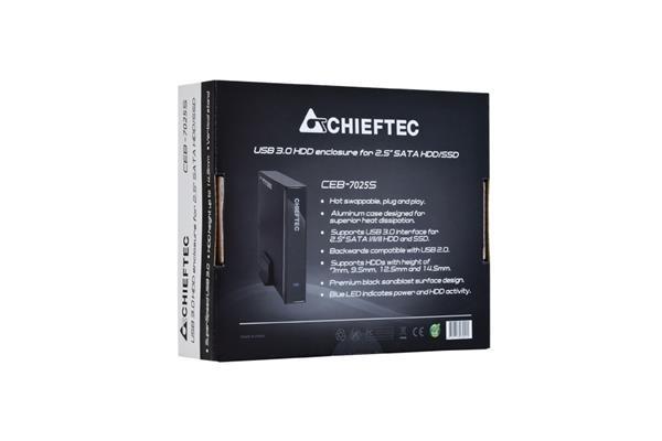 Externý rám CHIEFTEC pre 2, 5" SATA HDD (max. 14.5 mm),  USB3.0,  hliník5