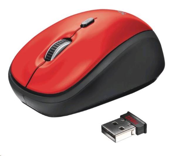 TRUST Yvi Wireless Mouse - červená,  červená,  USB,  bezdrôtová