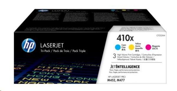 BAZAR - HP 410X 3-pack High Yield Cyan Magenta Yellow Original LaserJet Toner Cartridges (CF252XM) - pošk. obal