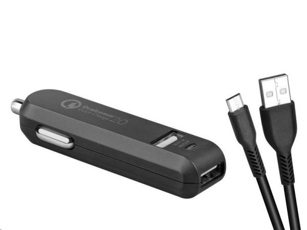 AVACOM CarMAX 2 nabíjačka do auta 2x Qualcomm Quick Charge 2.0,  čierna (kábel micro USB)