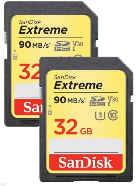 Karta SanDisk SDHC 32GB Extreme (90MB/ s V30 UHS-I U3) 2-pack