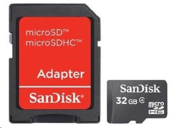 Sandisk/ micro SDHC/ 32GB/ 18MBps/ Class 4/ + Adaptér/ Čierna