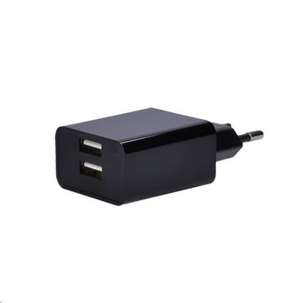 Nabíjací adaptér Solight USB,  2x USB,  3100 mA max.,  AC 230V,  čierna