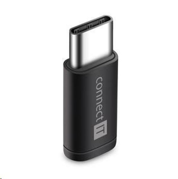 Adaptér CONNECT IT Wirez,  USB-C samec > Micro USB,  čierny/ čierny