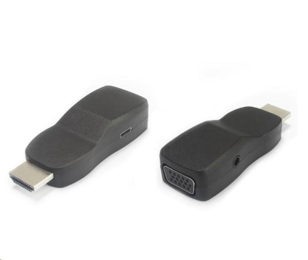 PremiumCord prevodník HDMI na VGA miniatúrne prevedenie so zvukom a napájacím konektorom