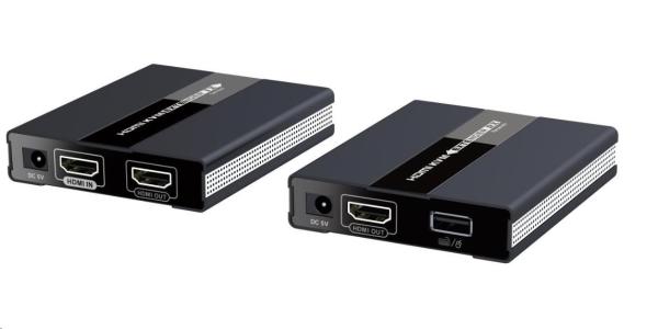 PREMIUMCORD HDMI extender s USB na 60 m cez jeden kábel Cat5/ 6,  bez oneskorenia