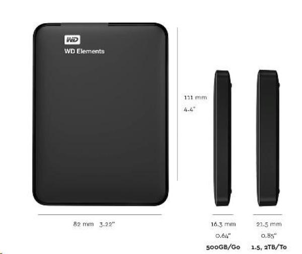 BAZAR - WD Elements Portable 1, 5 TB Ext. 2.5" USB3.0,  čierna2