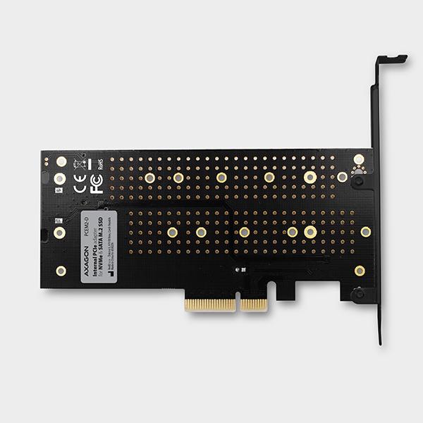 AXAGON PCEM2-D,  PCIe x4 - M.2 NVMe M-key + SATA B-key slot adaptér,  vrátane. LP0