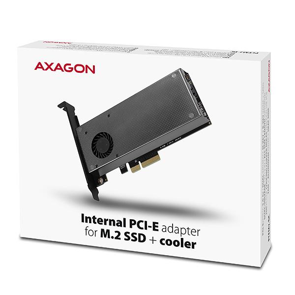 AXAGON PCEM2-DC,  PCIe x4 - M.2 NVMe M-key + SATA B-key slot adaptér,  chladič,  LP6