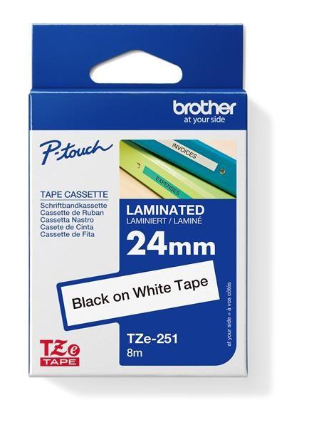 BROTHER TZE251 - TZ kazeta 24 mm široká,  laminovaná TZE-251,  biela/ čierna farba písma