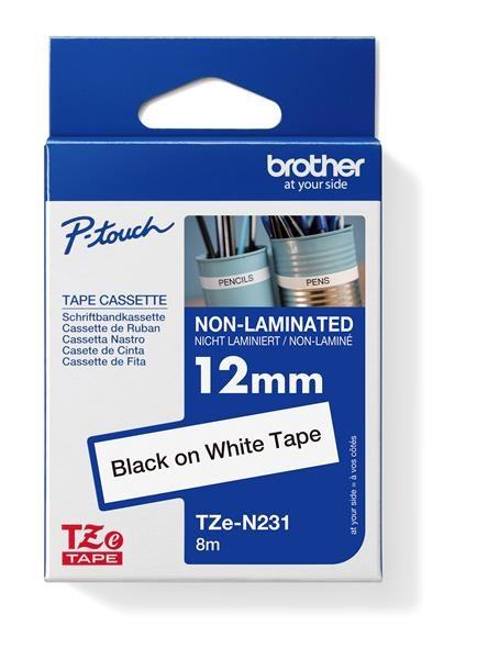 BROTHER TZEN231 - 12 mm široká kazeta TZ,  nelaminovaná TZE-N231,  biele/ čierne písmo