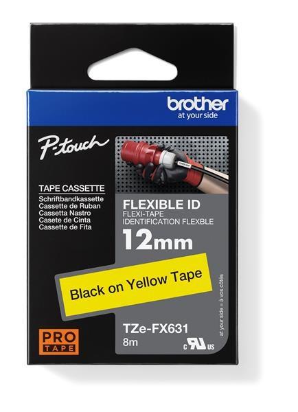 BROTHER TZEFX631 - 12 mm široká kazeta TZ, pružná laminátová páska TZE-FX631, žlto-čierne písmo