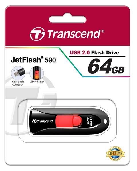 TRANSCEND Flash disk 64GB JetFlash®590K,  USB 2.0 (R:16/ W:6 MB/ s) čierna4