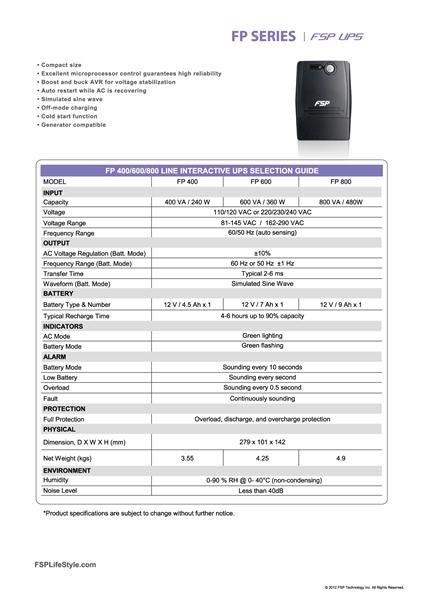 Fortron UPS FSP FP 600,  600 VA,  interaktívna linka3