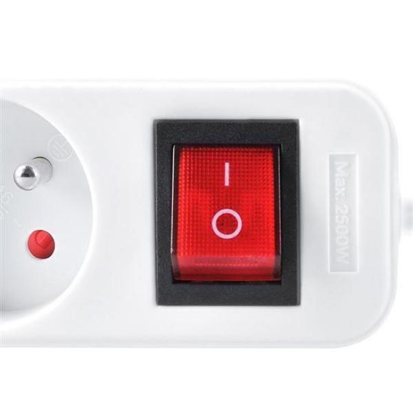 Solight prodlužovací přívod,  6 zásuvek,  bílý,  vypínač,  1, 5m0