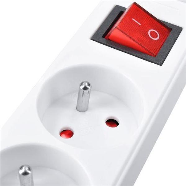 Solight prodlužovací přívod,  6 zásuvek,  bílý,  vypínač,  1, 5m2