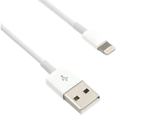 Kábel C-TECH USB 2.0 Lightning (IP5 a vyšší) nabíjací a synchronizačný kábel, 1m, biely