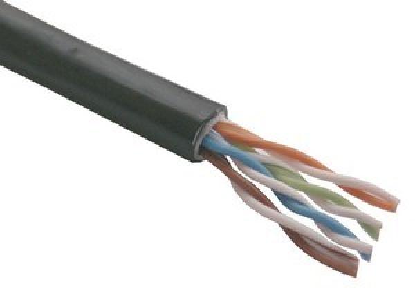 UTP kabel PlanetElite,  Cat5E,  drát,  dvojitý venkovní PE+PVC,  černý,  1km,  cívka