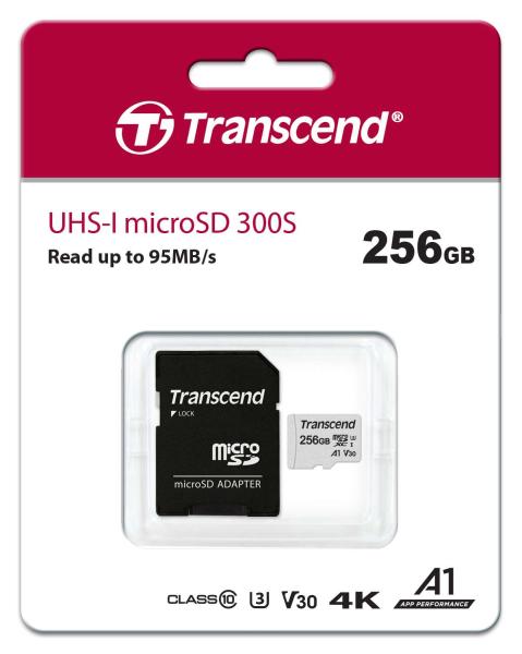 Karta TRANSCEND MicroSDXC 256GB 300S,  UHS-I U3 V30 + adaptér1