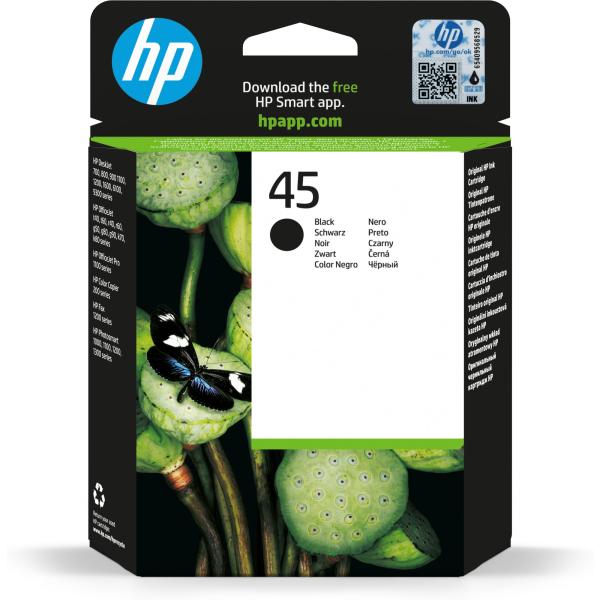 HP 45 Black Ink Cart,  42 ml,  51645AE (930 pages)