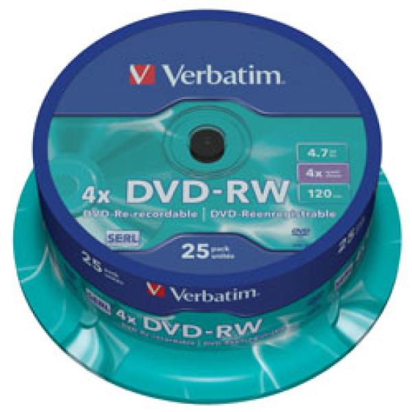VERBATIM DVD-RW(25-pack)Spindle/ 4x/ 4.7GB