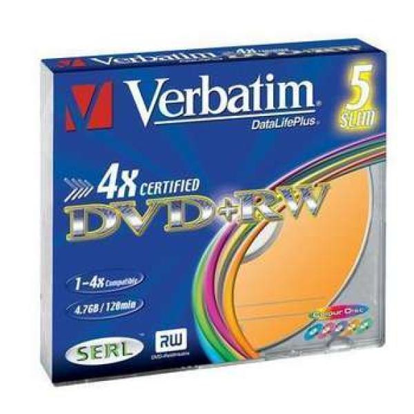 VERBATIM DVD+RW(5-Pack)Slim/ Colour/ / 4x/ DLP/ 4.7GB