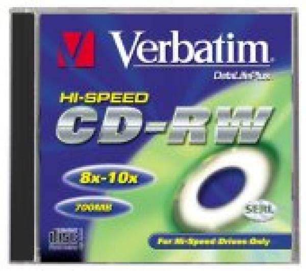 VERBATIM CD-RW(10-Pack)Jewel/ High Speed/ 8x-12x/ DLP/ 700MB1