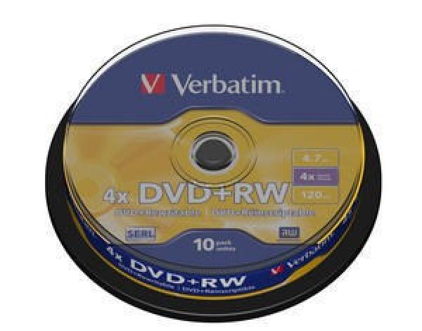 VERBATIM DVD+RW(10-Pack)Spindle4x/ DLP/ 4.7GB