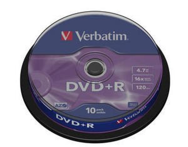 VERBATIM DVD+R(10-Pack)Spindle/ General Retail/ 16x/ 4.7GB