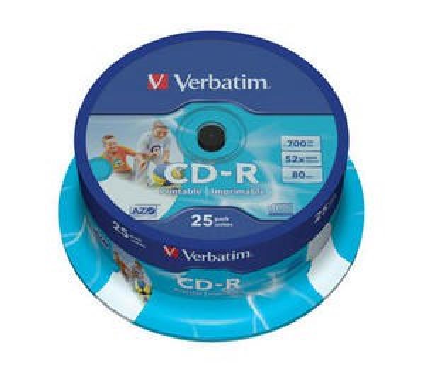 VERBATIM CD-R(25-balenie)Vreteno/ tlačiteľné/ 52x/ 700MB/ DLP
