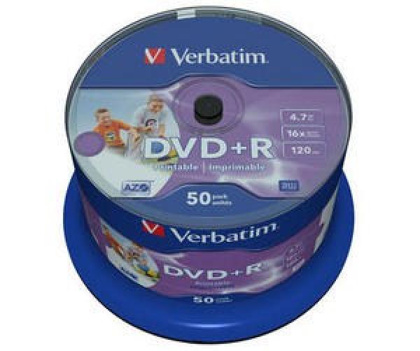 VERBATIM DVD+R(50-Pack)Vreteno/ Printable/ 16x/ 4.7 GB/ DLP