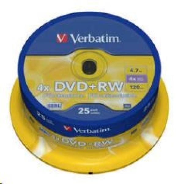 VERBATIM DVD+RW(25-Pack)Spindle/ 4x/ DLP/ 4.7GB