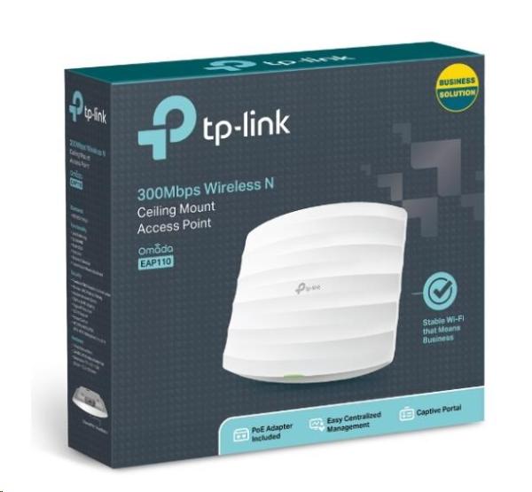 TP-Link EAP110 OMADA WiFi4 AP (N300, 2, 4GHz, 1x100Mb/ s LAN, 1xPoE-in)2