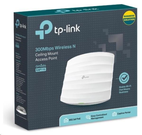 TP-Link EAP115 OMADA WiFi4 AP (N300, 2, 4GHz, 1x100Mb/ s LAN, 1xPoE-in)2