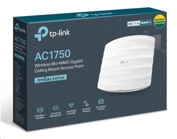 TP-Link EAP245 OMADA WiFi5 AP (AC1750, 2, 4GHz/ 5GHz, 2xGbELAN, 1xPoE-in)0