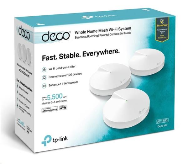 TP-Link Deco M5(3-Pack) WiFi5 Mesh (AC1300,  2, 4GHz/ 5GHz,  2xGbELAN/ WAN)3