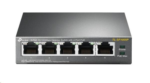 TP-Link switch TL-SF1005P (5x100Mb/ s,  4xPoE+,  67W,  fanless)