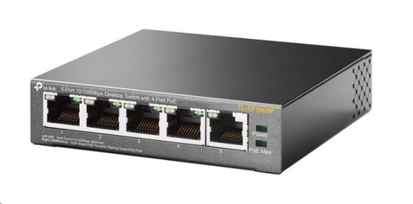 TP-Link switch TL-SF1005P (5x100Mb/s, 4xPoE+, 67W, fanless)2