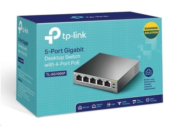 TP-Link switch TL-SG1005P (5xGbE,  4xPoE+,  65W,  fanless)1