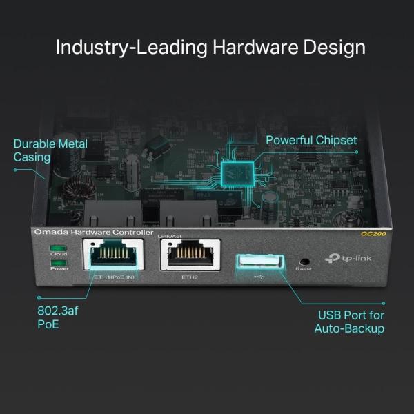 TP-Link OC200 Omada Hardware Controller (2x100Mb/s LAN, 1xPoE-in, 1xUSB2.0, 1xmicroUSB)4