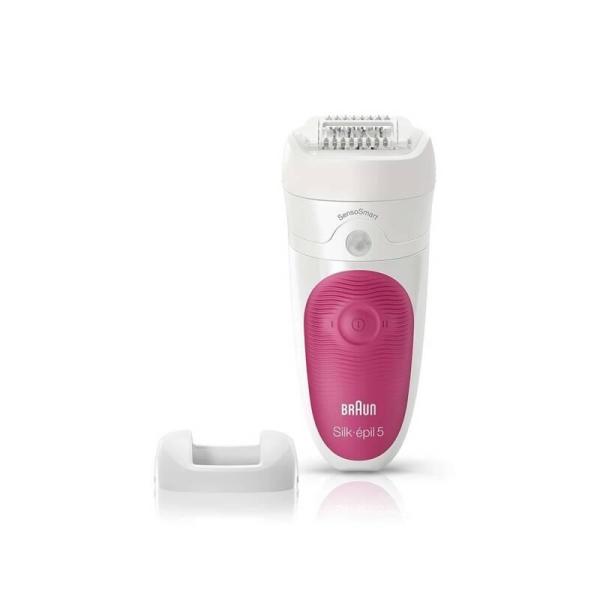 BRAUN Silk-épil SensoSmart 5-500 epilátor,  SensoSmart,  SmartLight,  28 pinzet,  2 rychlosti,  masážní válečky,  růžový1