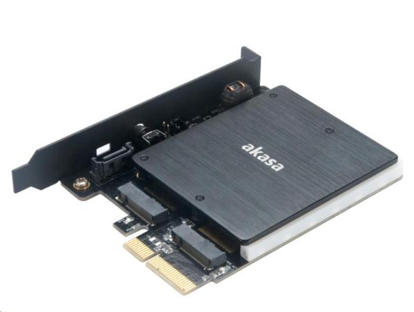 Adaptér AKASA pre M.2 PCIe a M.2 SATA s RGB LED a chladičom