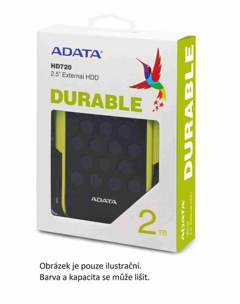 Externý pevný disk ADATA 1TB 2, 5" USB 3.1,  DashDrive™ Durable HD720,  G-senzor,  čierny,  (gumový,  odolný voči vode/ nárazo2