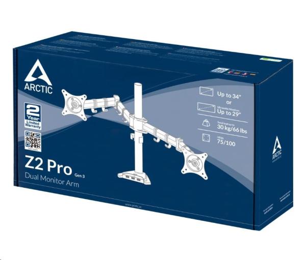 Stolný držiak ARCTIC Z2 Pro (Gen3) pre 2x LCD do 34",  nosnosť 2x15 kg,  4x USB HUB,  čierny10