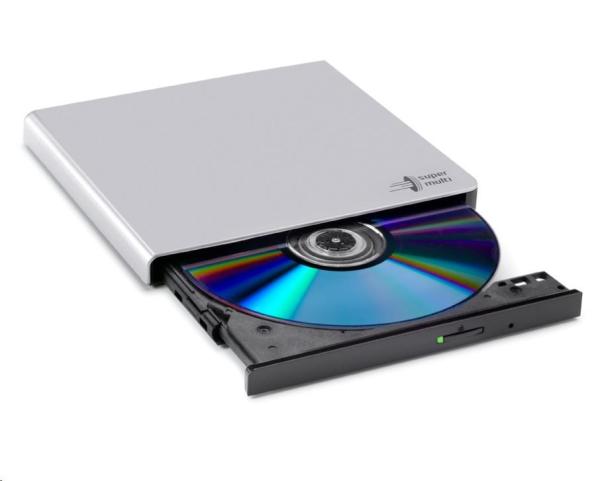 HITACHI LG - externí mechanika DVD-W/ CD-RW/ DVD±R/ ±RW/ RAM GP57ES40,  Slim,  Silver,  box+SW