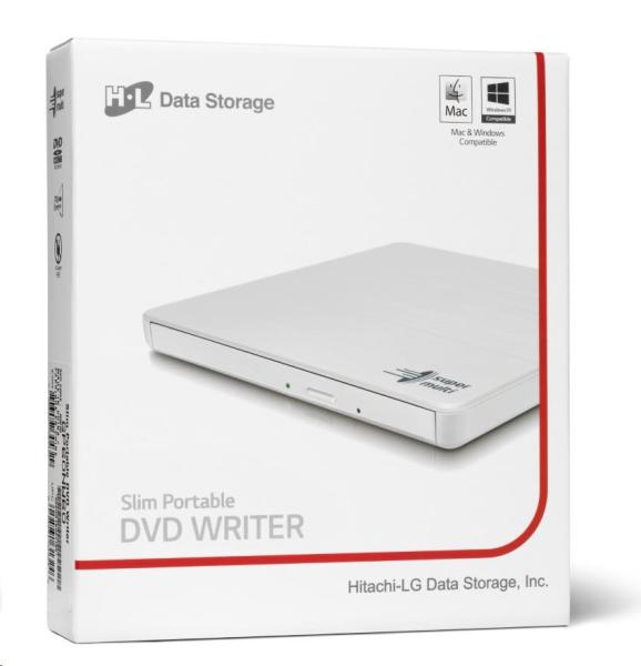 HITACHI LG - externá mechanika DVD-W/ CD-RW/ DVD±R/ ±RW/ RAM GP60NW60,  Slim,  biela,  krabica+SW5