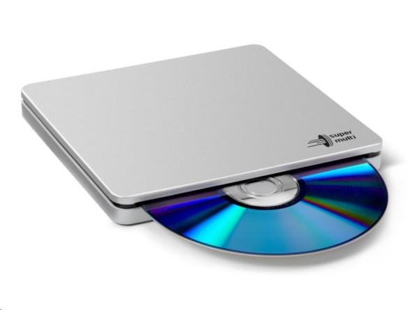 HITACHI LG - Externý DVD-W/ CD-RW/ DVD±R/ ±RW/ RAM/ M-DISC GP70NS50,  Blade Ultra Slim,  strieborný,  krabica+SW