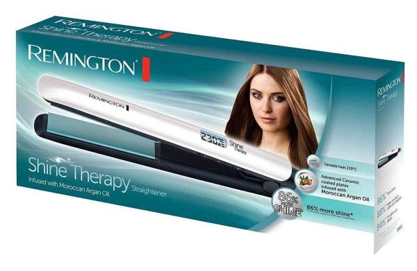 REMINGTON S8500 Shine Therapy žehlička na vlasy,  rychlonahřívání,  regulace teploty,  automatické vypnutí,  bílá1