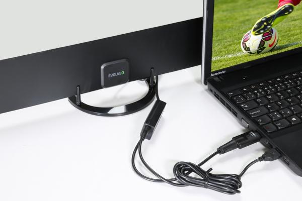EVOLVEO Xany 2B,  230/ 5V,  aktivní pokojová anténa FM/ DAB+/ DVB-T2,  filtr LTE, 4G, 5G2