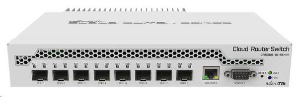 MikroTik Cloud Router Switch CRS309-1G-8S+IN,  800MHz CPU,  512MB RAM,  1xLAN,  8xSFP+ slot,  vrátane. Licencia L5